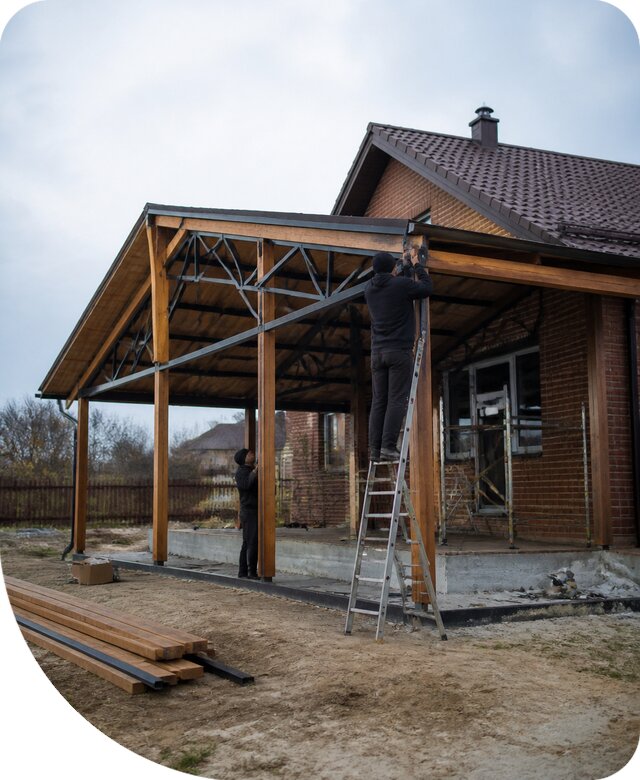 Пристройка навеса к дому и участку в Иванове под ключ
